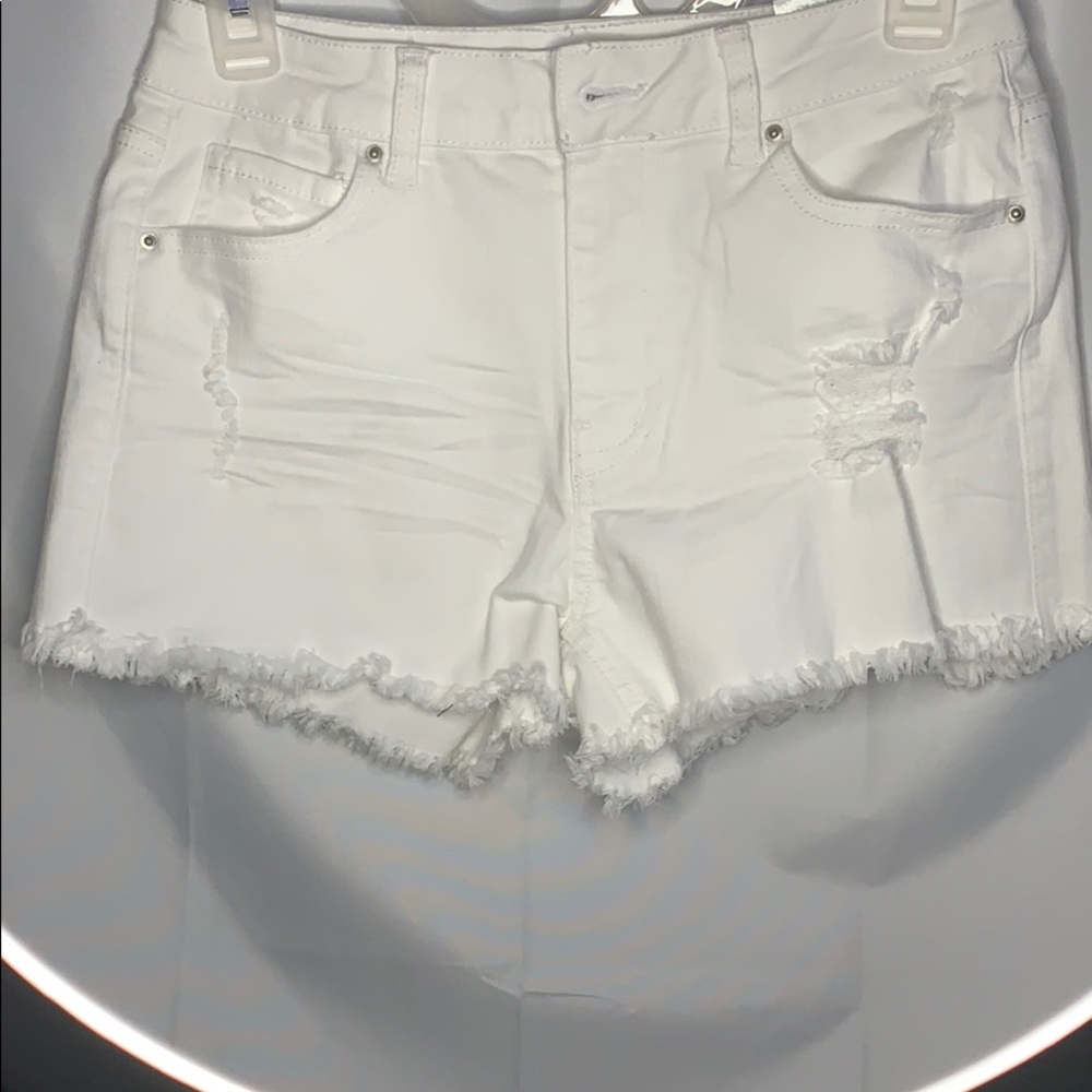 These are brand new denim white shorts